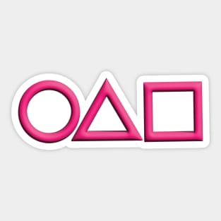 Squid Game Pink Shapes 3D Logo Sticker